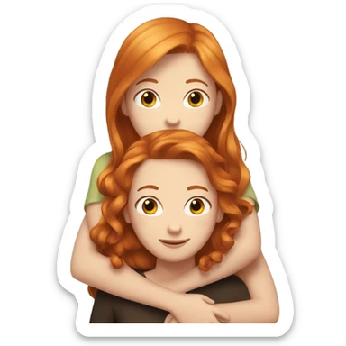 Ginger hair girl hugging brown hair girl sticker