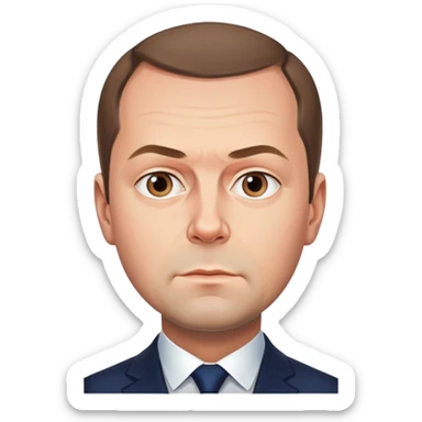 Dmitry Medvedev, round face, polished and smooth, realistic facial features, serious expression sticker
