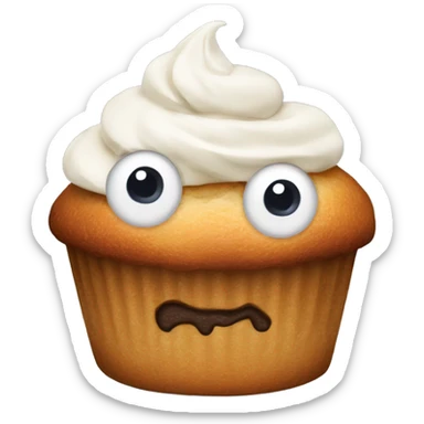 muffins with cream and eyes sticker