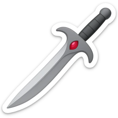 Make the blade slightly curved, keep the hilt simple, only the gemstone in the hilt is colored, in emoji style with transparent background. sticker