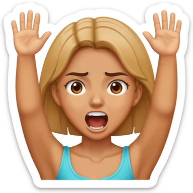 girl holding her hands on her neck and screaming sticker