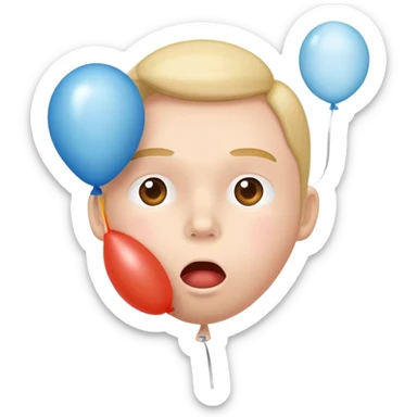 person inflating a balloon with their breath sticker