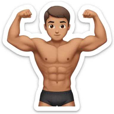 Brown Shirtless guy with short hair flexing sticker