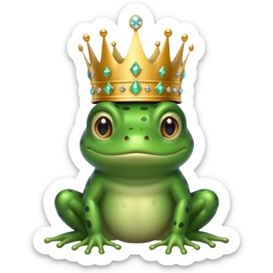 frog King, with crown, crystal and standing sticker