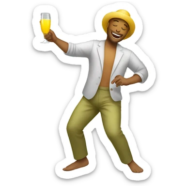 dancing man drinking mimosa sticker