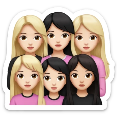 BLACKPINK 4 girls, hair colors: 1 blonde, 2 black, 2 brown sticker