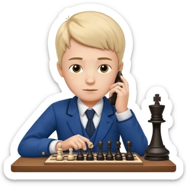 a boy that plays chess on his phone at english lesson sticker