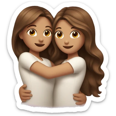 Two white girls hugging one with wavy brown hair and the other with straight brown hair sticker