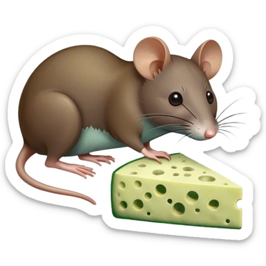 a rat dead next to green cheese sticker
