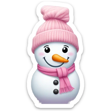 snowman with light pink hat and pink scarf with bow sticker