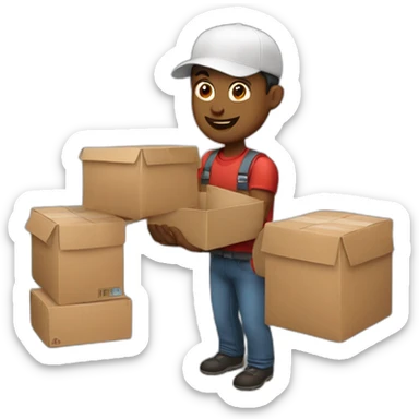 Delivery guy with food package sticker