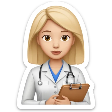 women with clipboard pressed to her chest sticker