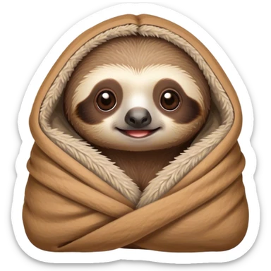 Disney-style cute baby sloth cozy in blanket sticker