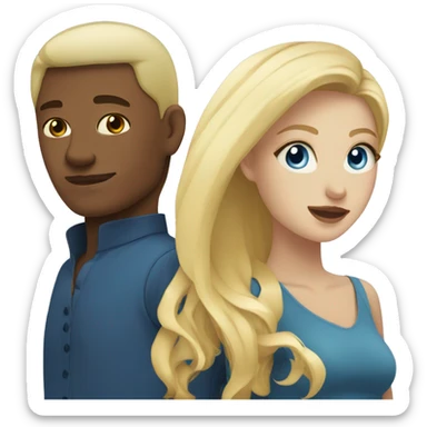 Blonde girl with blue eyes and Filipino man sticker