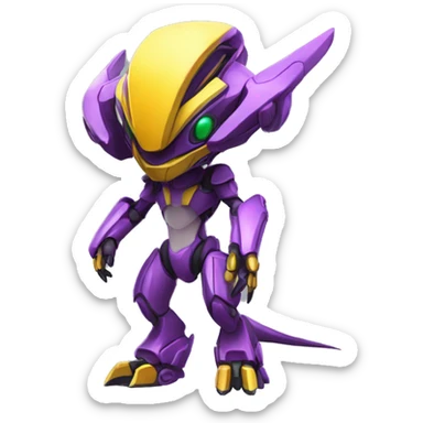 a Genesect-Raptor-Fakémon—hybrid with a futuristic visor-helmet full body sticker