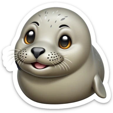 Cinematic Comical harbour seal Portrait Emoji, Head tilted dramatically with an exaggeratedly amused expression, featuring a sleek, agile body with wide, comically expressive eyes full of playful disbelief and a subtly contoured head, Simplified yet hilariously expressive features, highly detailed, glowing with a slightly sassy oceanic glow, high shine, dramatic yet playful, stylized with an air of quirky marine mischief, soft glowing outline, capturing the essence of a meme-worthy harbour seal that looks ready to side-eye its way into viral fame! sticker