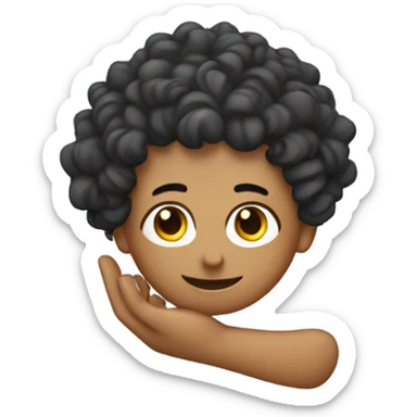 A finger cast with curly hair  sticker