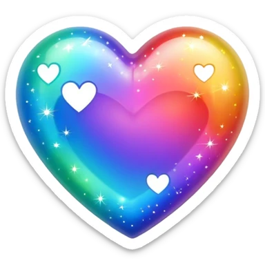 Rainbow- colored heart with sparkles  sticker