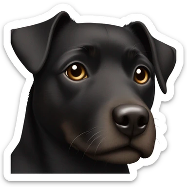 A black Patterdale Terrier dog with a white patch on its chest and brown eyes.  sticker