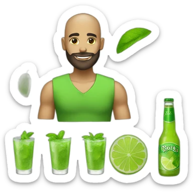hair shaved boy with beard and with mojito sticker
