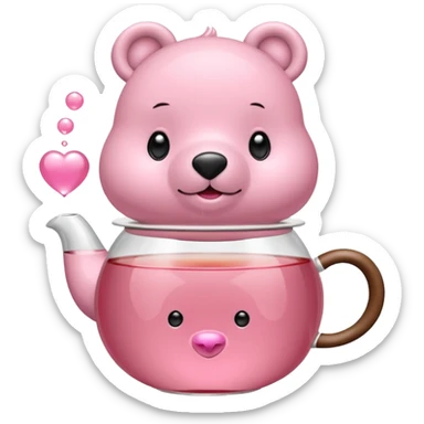Orsacchiotto con fiocco coquette rosa con un bubbone tea in mano sticker