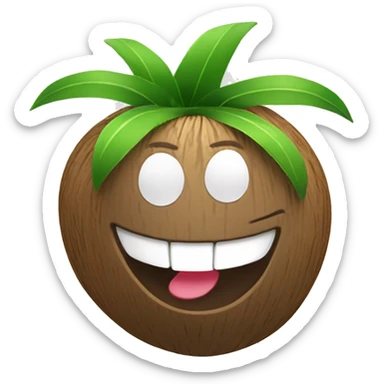 Happy clapping cartoon coconut with bair sticker