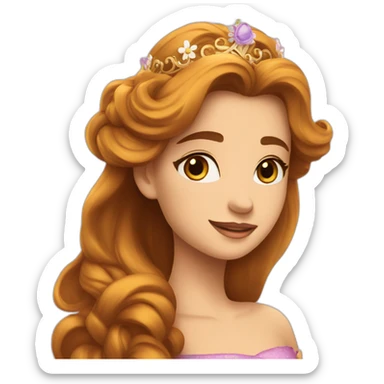 Princesse daisy with à crown with à orge dress and long hair sticker