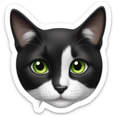 black and white cat greener eyes sticker