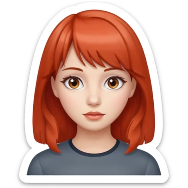 brunette woman with salmon red right bangs and grey eyes sticker