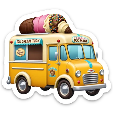 Chocolate nut sprinkle covered 1953 ice cream truck  sticker