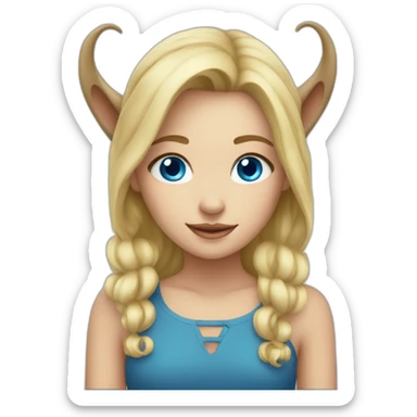 Blonde girl with blue eyes and horns sticker