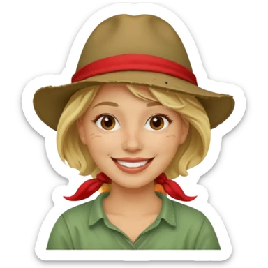messy green clay mask and red tourist hat blond woman sticker
