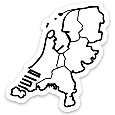 Colorful map of the Netherlands with iconic Dutch symbols sticker