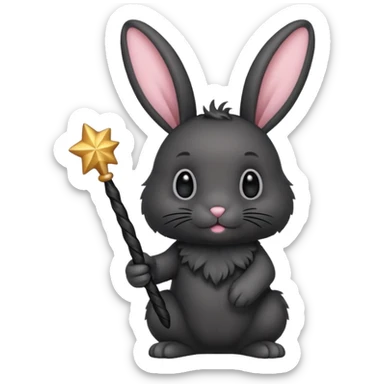 Black bunny with wand  sticker