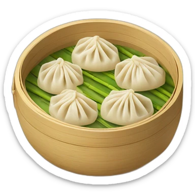 chinese dumplings in a bamboo steamer sticker