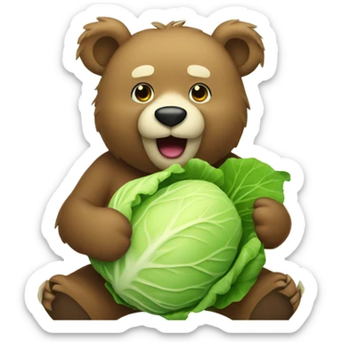 Bear with Cabbage sticker