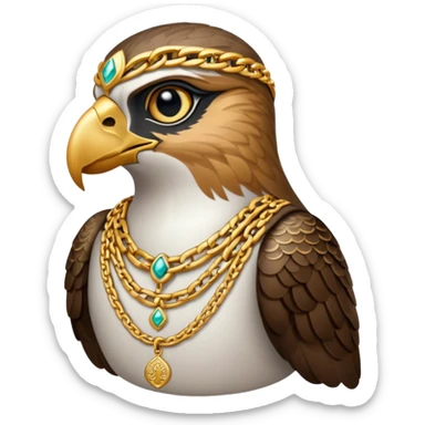 falcon wearing a gold chain symbolizing Arab wealth sticker