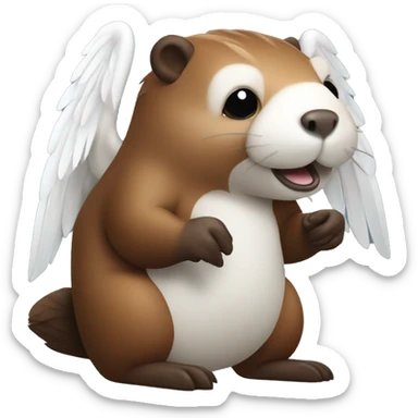 Beaver with white wings sticker