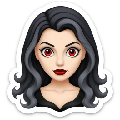 vampira com a cor de pele cinza, cabelo ondulados preto  sticker