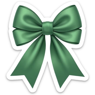 deep emerald sage green ribbon bow sticker