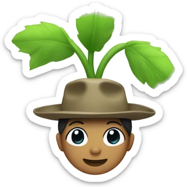 Female plant with coboy hat and ponytail sticker