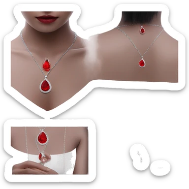 red tear ruby necklace with chain emoji floating moving flying chain  sticker