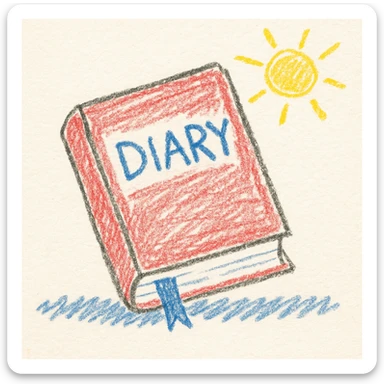 a diary, children doodle style, playful and naive sticker