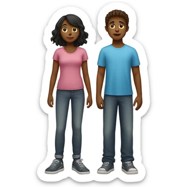 two boy x one girl standing together  sticker