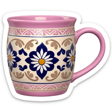 Pink white & beige Talavera mug  sticker