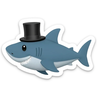 Shark with a top hat sticker