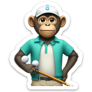 monkey golfing sticker
