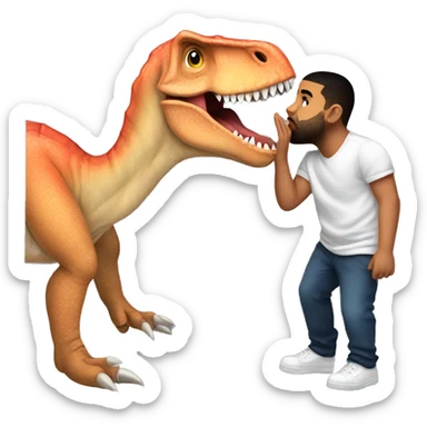 Dinosaur kissing drake sticker