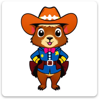 Capybara dressed as a cowgirl sticker