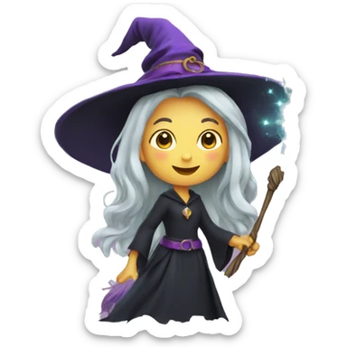 witch casting spell with a Magic wand sticker